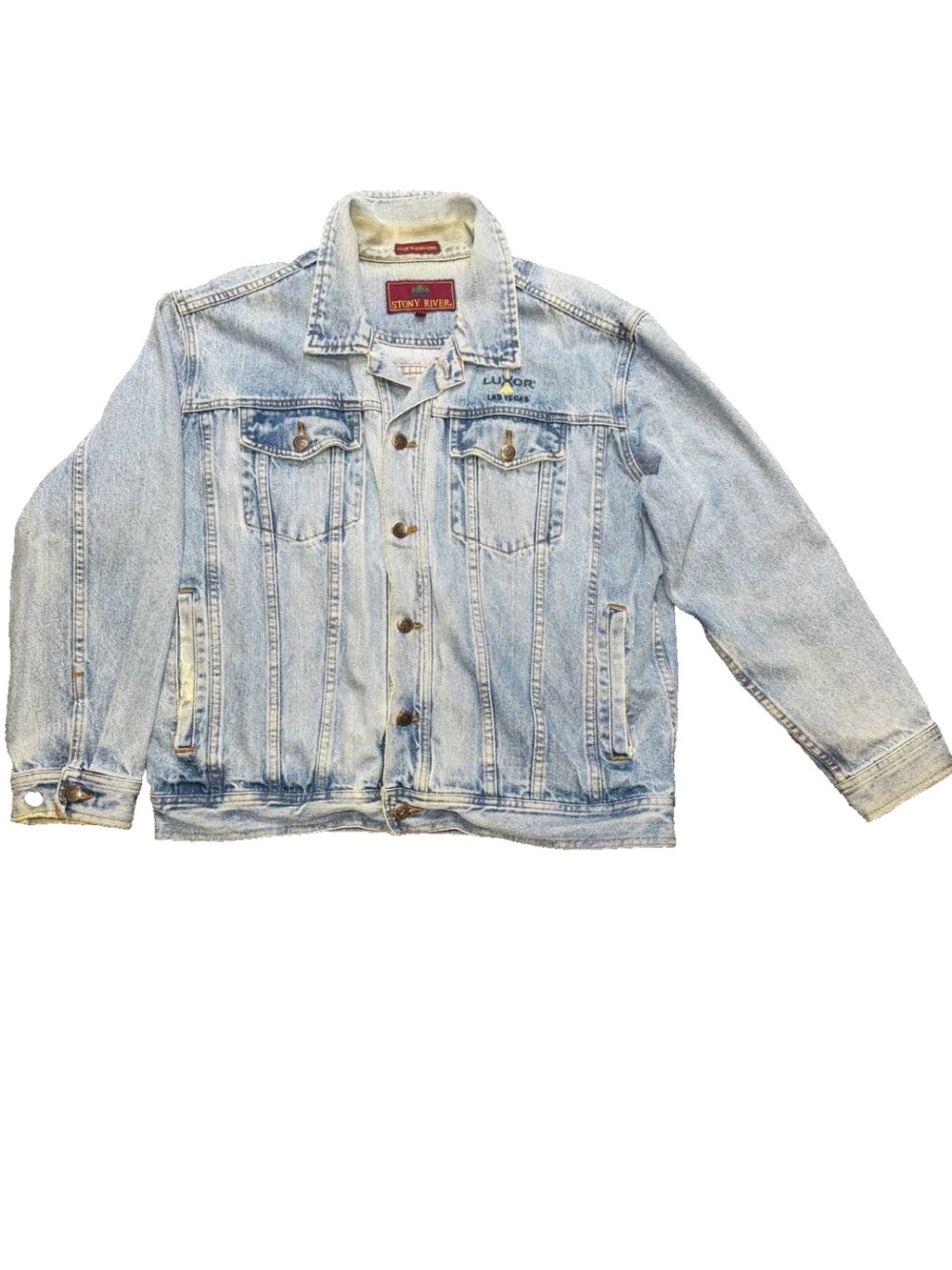 Stony River Luxor Las Vegas Denim Jacket Men Medium Vintage Blue Jean Trucker